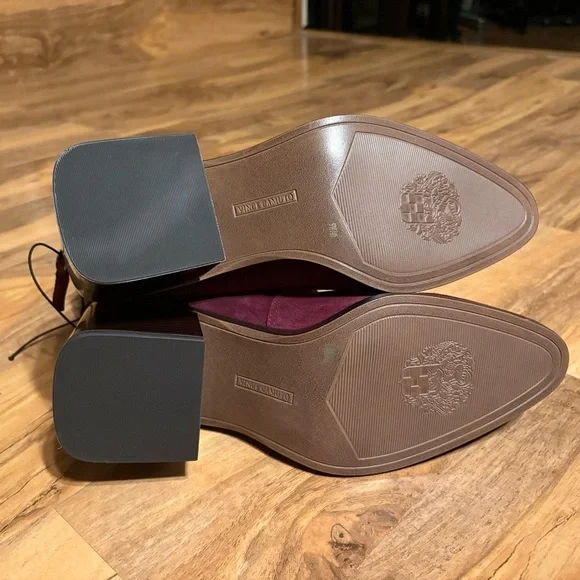 Vince Camuto Kortimy Suede Boots 9W | Water-Repellent Mid Shaft Syrah - Picture 7 of 8